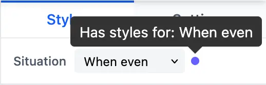 Hovering over the override indicator to reveal which situations have overrides
