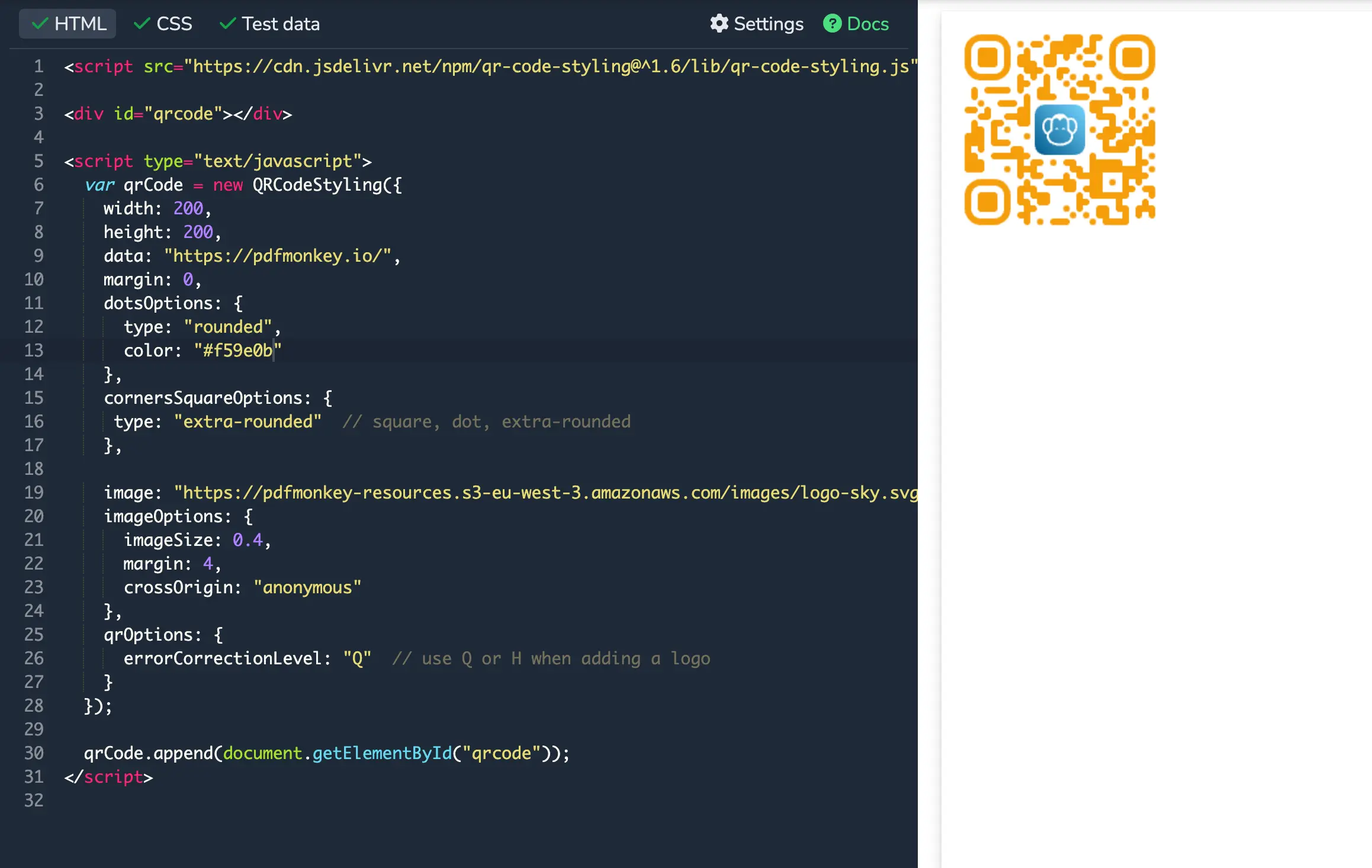 QR code generated with qr-code-styling
