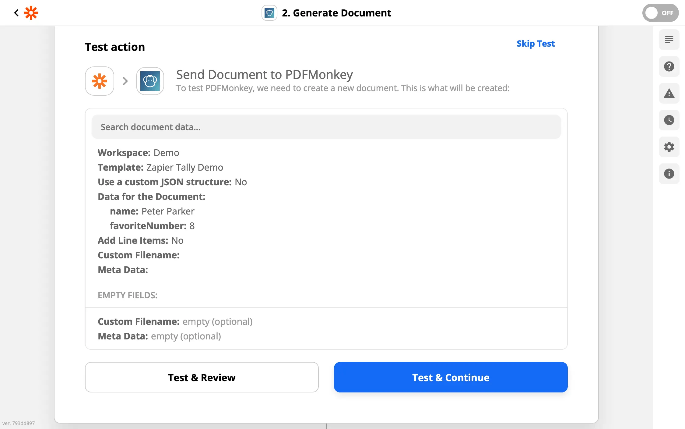 Document successfully created