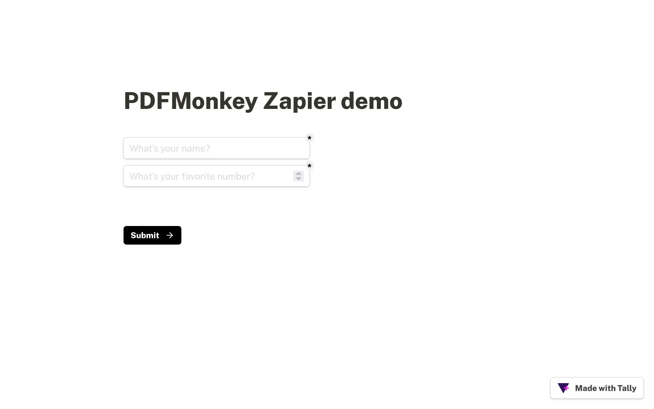Tally form used as Zap trigger