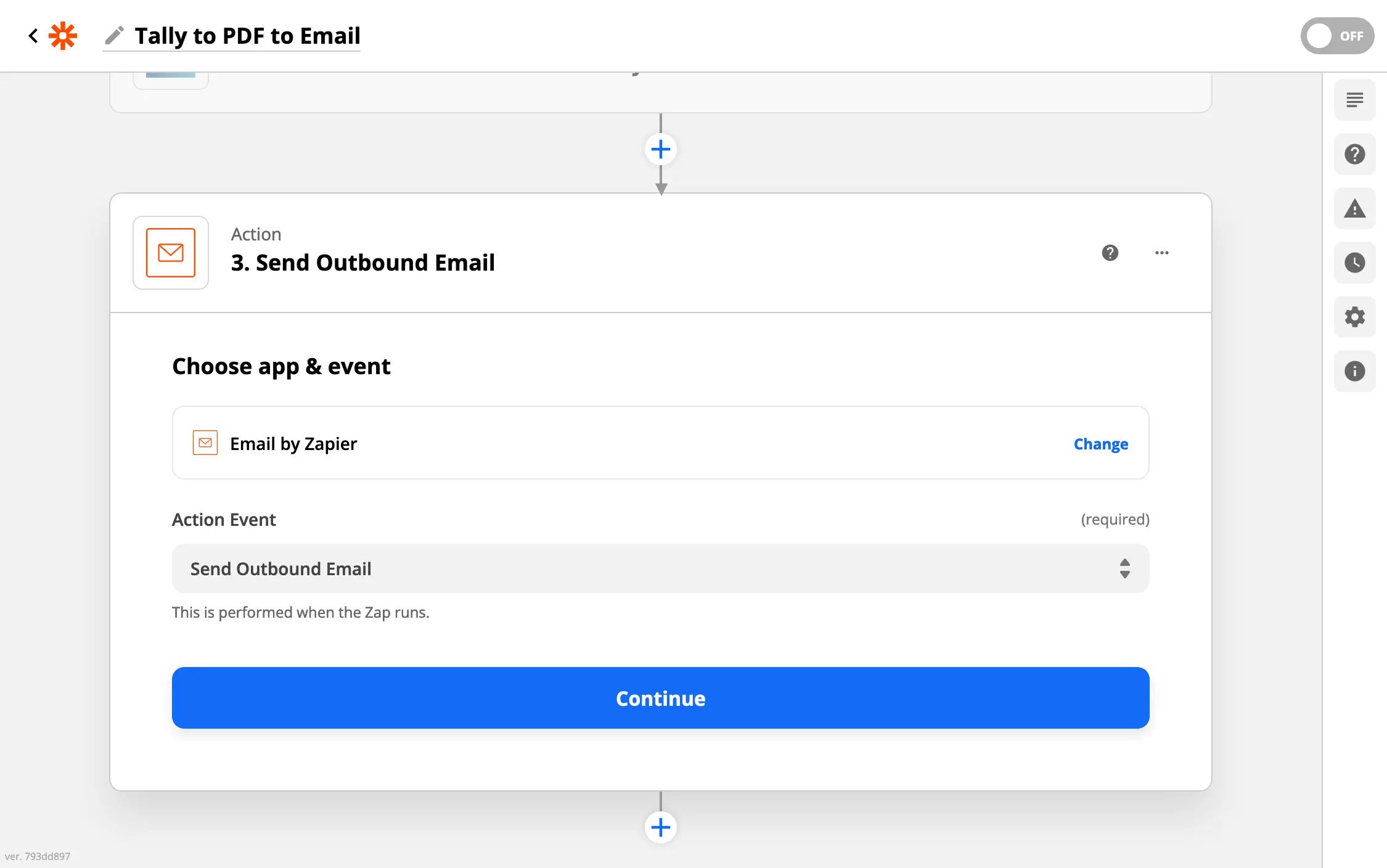 Configuring the send email action