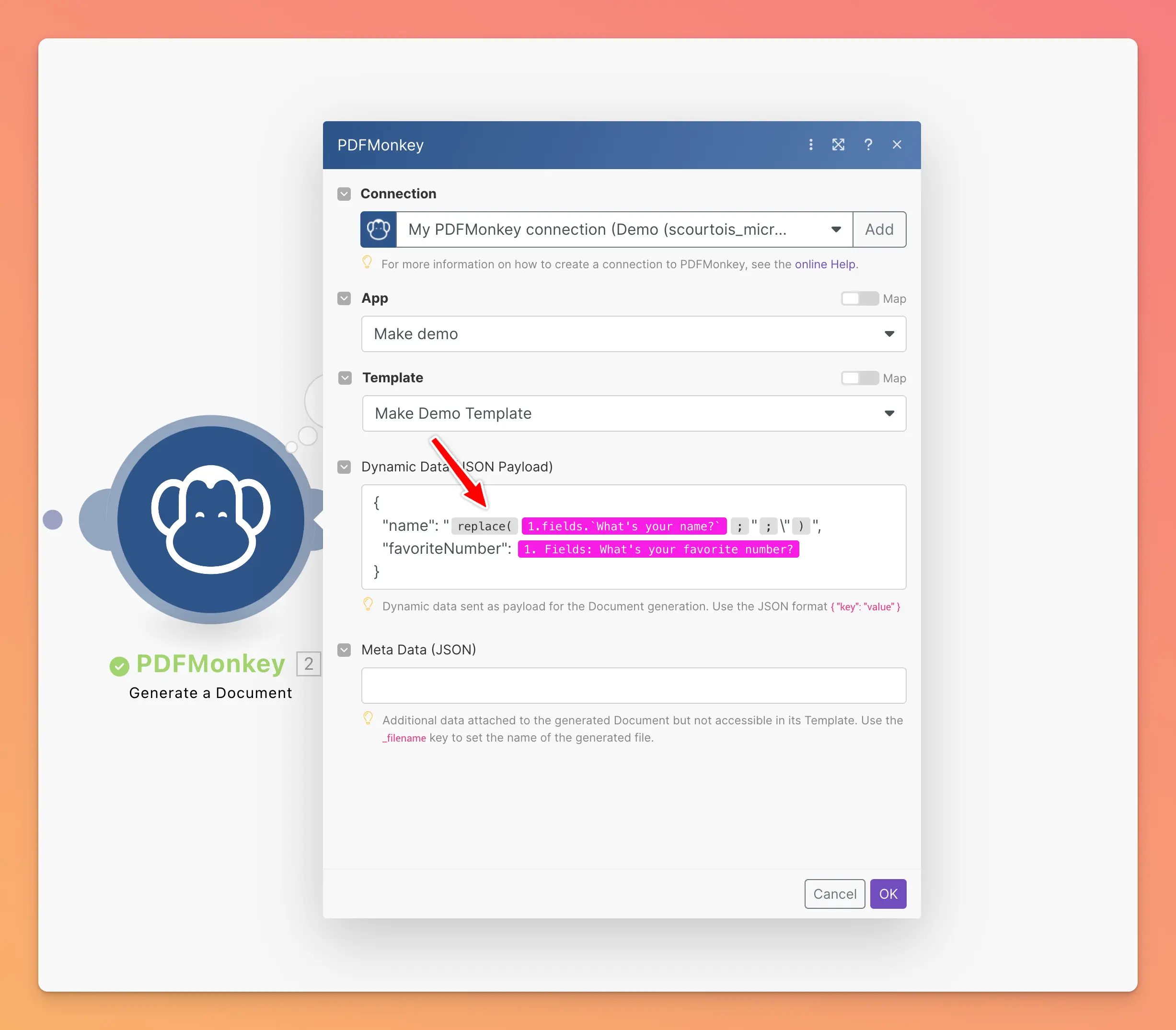 Configuration de l’échappement JSON dans Make
